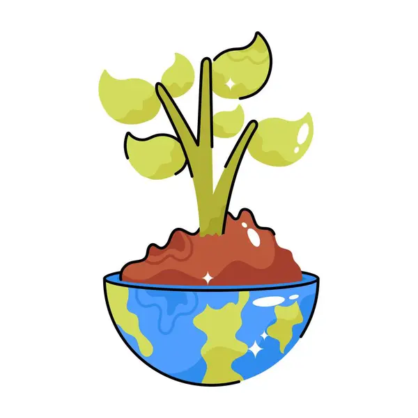 Erde Pflanze Doodle Vektor Bunte Sticker Eps Datei — Stockvektor