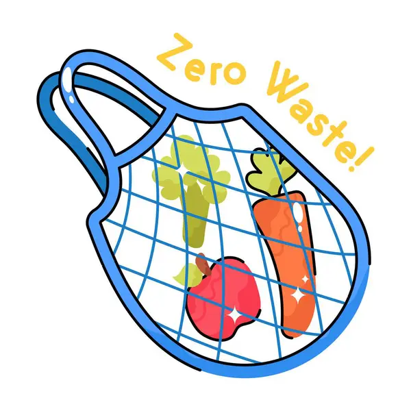 Zero Resíduos Vetor Doodle Adesivo Colorido Arquivo Eps — Vetor de Stock