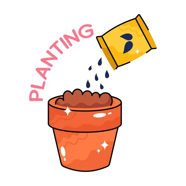 Plantando Vetor Doodle Adesivo Colorido Arquivo Eps —  Vetores de Stock