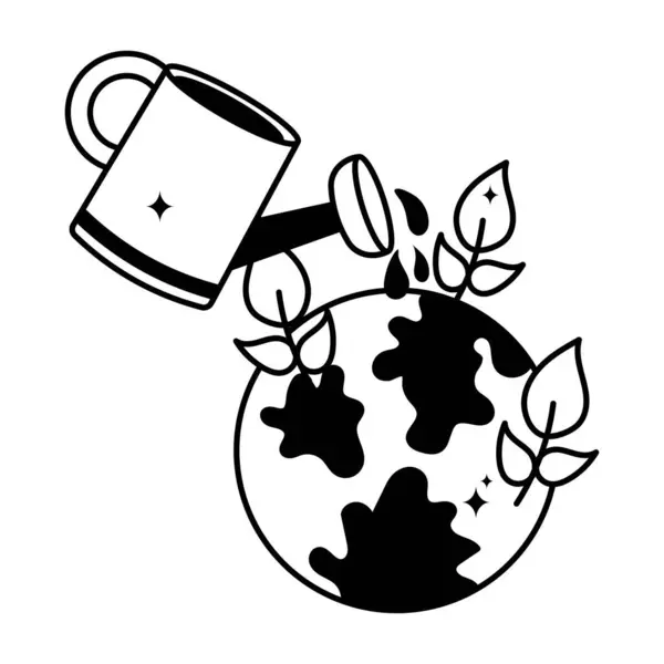 Global Eco Doodle Vector Etiqueta Sólida Arquivo Eps —  Vetores de Stock