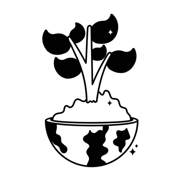 Terra Planta Doodle Vector Etiqueta Sólida Arquivo Eps —  Vetores de Stock