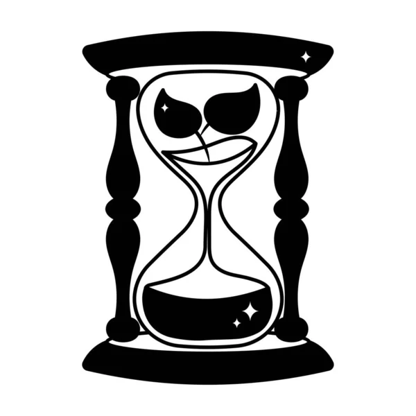 Eco Time Hourglass Doodle Vector Solid Sticker Eps File — Stock Vector