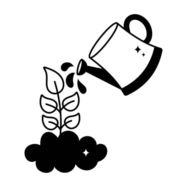 Bewässerungspflanze Doodle Vector Solid Sticker Eps Datei — Stockvektor