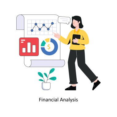 Finansal Analiz düz stil tasarım vektör çizimi. hisse illüstrasyonu