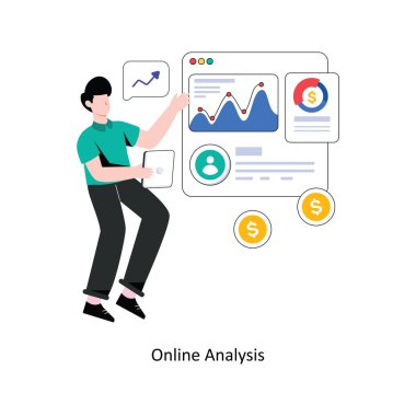 Çevrimiçi Analiz düz stil tasarım vektör çizimi. hisse illüstrasyonu