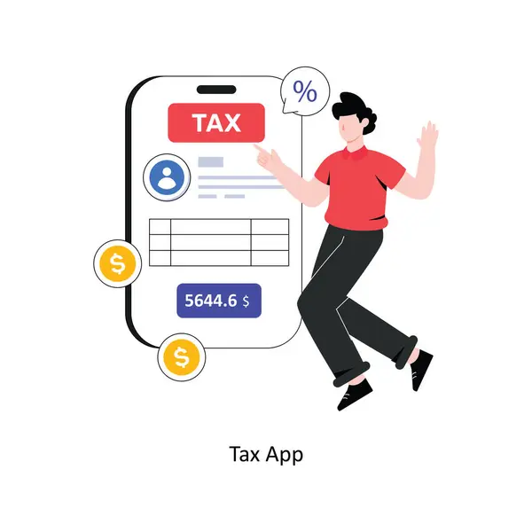 Tax App Platte Stijl Design Vector Illustratie Voorraadillustratie — Stockvector
