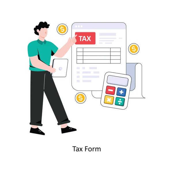 Tax Form Flachen Stil Design Vektor Illustration Aktienillustration — Stockvektor