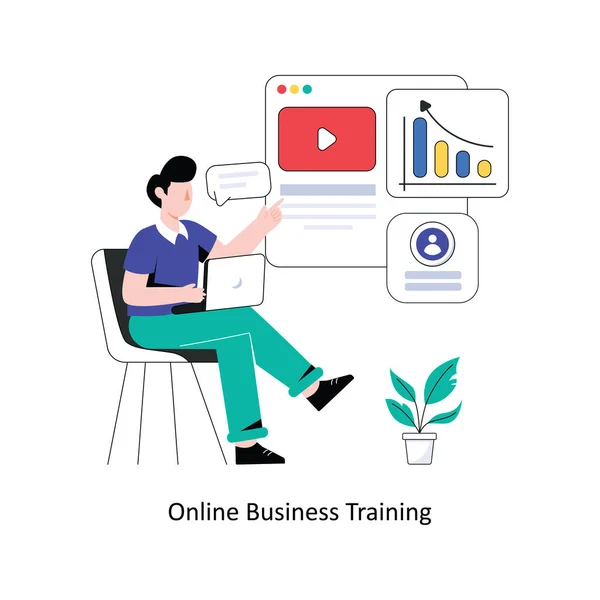 Online Business Training Płaski Styl Projektowania Wektor Ilustracji Ilustracja Stada — Wektor stockowy