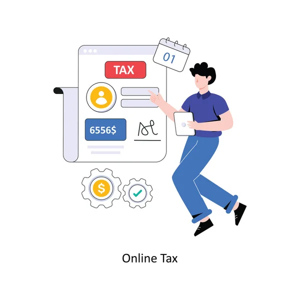 Online Tax Flat Style Design Vektor Illustration Aktienillustration — Stockvektor