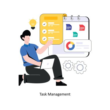 Görev Yönetimi düz stil tasarım vektör çizimi. hisse illüstrasyonu