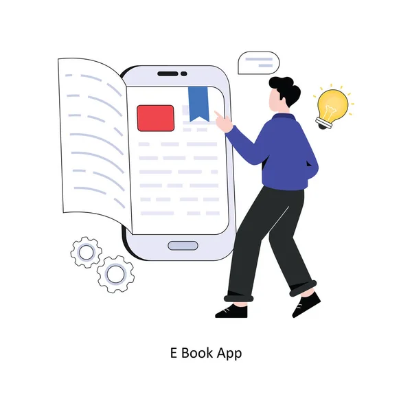 Book App Ilustração Vetorial Design Estilo Plano Ilustração Estoque — Vetor de Stock
