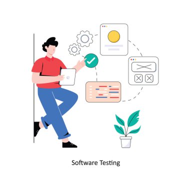 Yazılım Deneme Düz Biçim Tasarım Vektörü illüstrasyonu. Stok illüstrasyonu