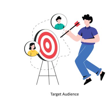 Hedef Seyirci Düz Stil Tasarım Vektörü illüstrasyonu. Stok illüstrasyonu