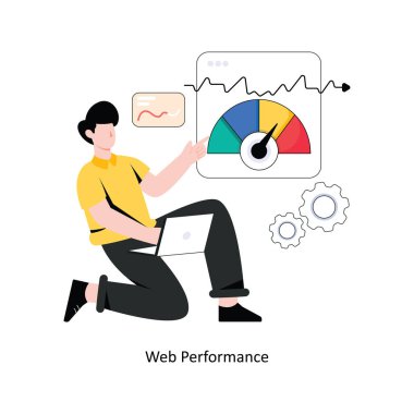 Web Performans Düz Stil Tasarım Vektörü illüstrasyonu. Stok illüstrasyonu