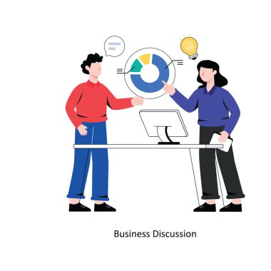 İş tartışması düz stil tasarım vektör çizimi. hisse illüstrasyonu