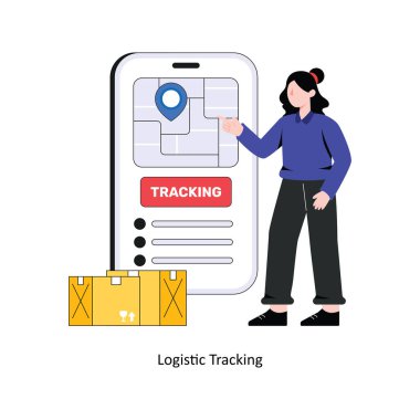 Lojistik İz sürme düz stil tasarım vektör çizimi. hisse illüstrasyonu