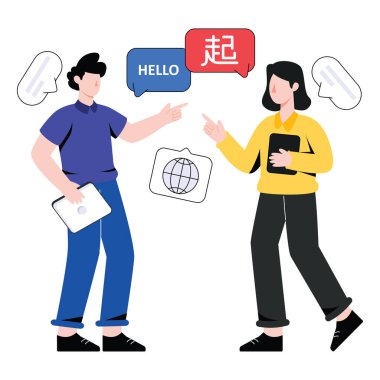 Dilbilim düz stil tasarım vektör çizimi. hisse illüstrasyonu