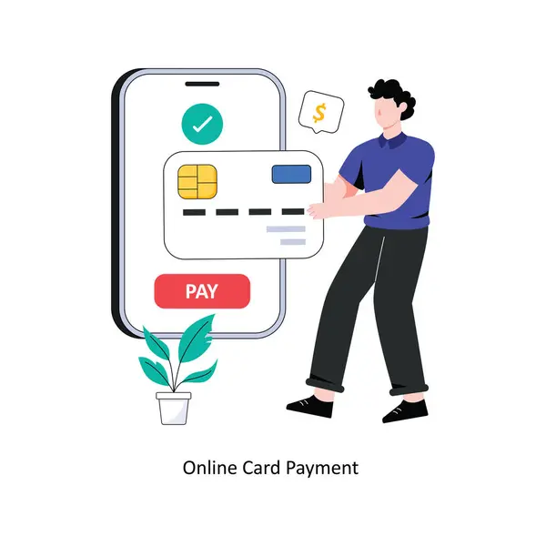 Online Card Betaling Flat Style Ontwerp Vector Illustratie Voorraadillustratie — Stockvector