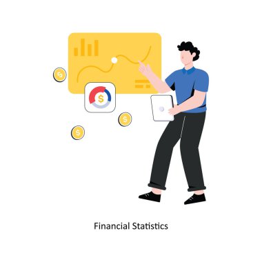 Finansal İstatistik Düz Tasarım Vektörü illüstrasyonu. Stok illüstrasyonu