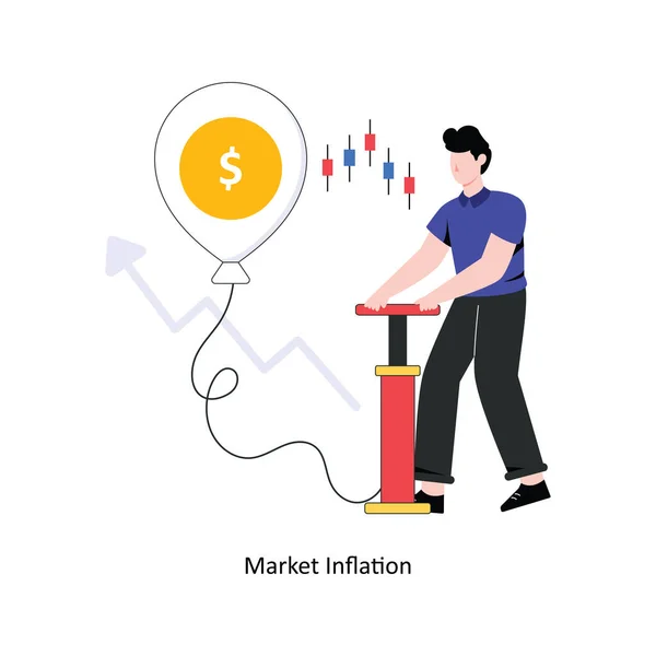 Illustrazione Vettoriale Progettazione Stile Piatto Inflazione Del Mercato Illustrazione Delle — Vettoriale Stock