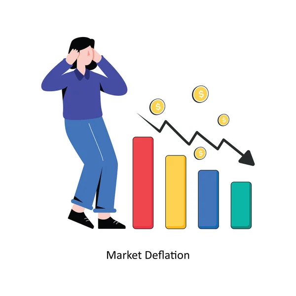 Market Deflation Flat Style Design Vector Illustration Stock Illustration — Stock Vector