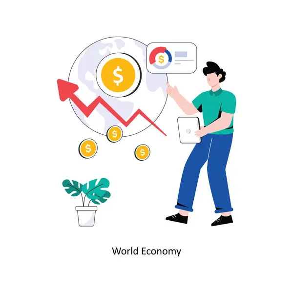 World Economy Flat Style Design Illustrazione Vettoriale Illustrazione Delle Scorte — Vettoriale Stock