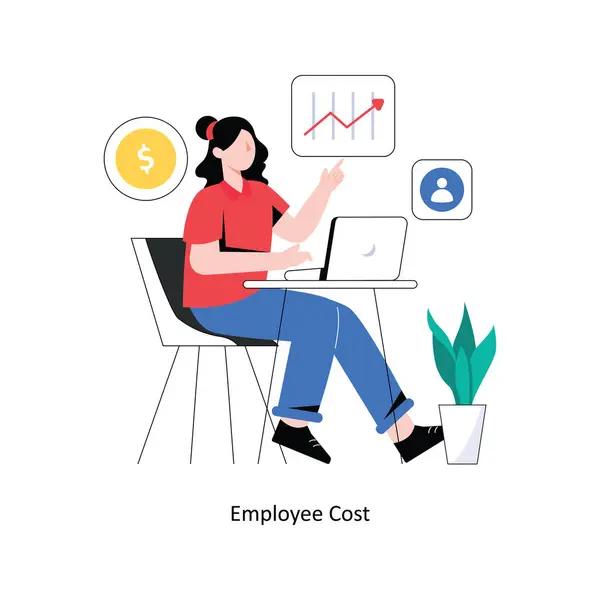 Personel Maliyeti Flat Stili Tasarım Vektörü illüstrasyonu. Stok illüstrasyonu