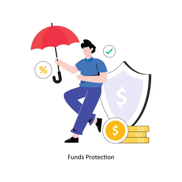 Funds Protection Flat Style Design Vector Illustratie Voorraadillustratie — Stockvector