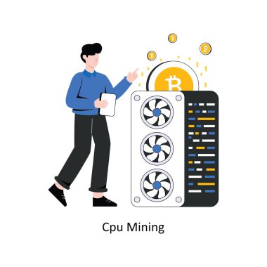 Cpu Madencilik düz stil tasarım vektör çizimi. hisse illüstrasyonu