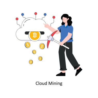 Bulut Madenciliği düz tasarım vektör çizimi. hisse illüstrasyonu