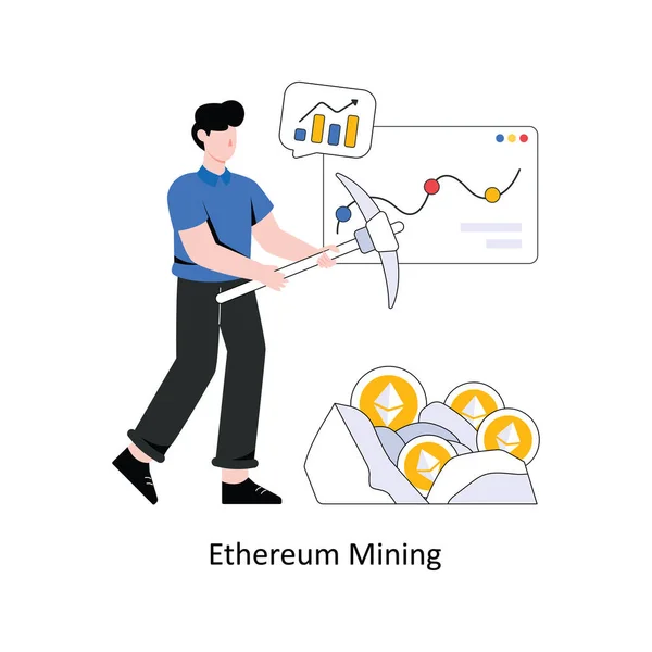 Ethereum Mining Design Estilo Plano Ilustração Vetorial Ilustração Estoque —  Vetores de Stock