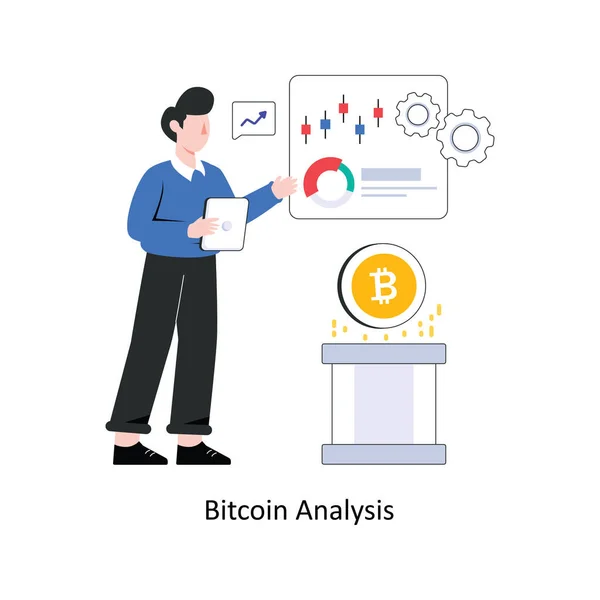 Bitcoin Análise Design Estilo Plano Ilustração Vetorial Ilustração Estoque —  Vetores de Stock