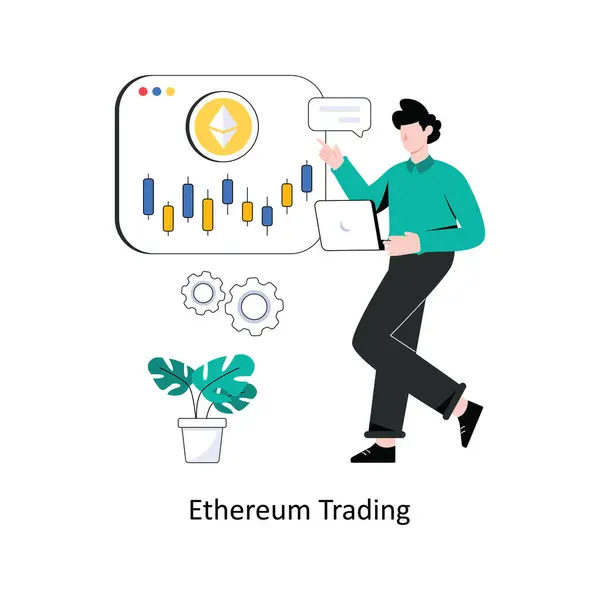 Ethereum Trading Design Estilo Plano Ilustração Vetorial Ilustração Estoque —  Vetores de Stock