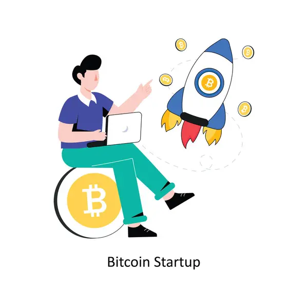 Bitcoin Startup Design Estilo Plano Ilustração Vetorial Ilustração Estoque —  Vetores de Stock