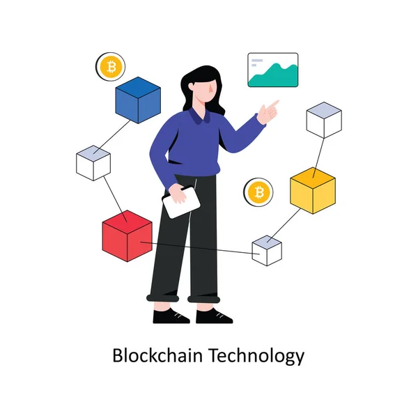 Blockchain Tecnologia Design Estilo Plano Ilustração Vetorial Ilustração Estoque —  Vetores de Stock