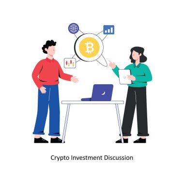 Kripto Yatırım Tartışması düz stil tasarım vektör çizimi. hisse illüstrasyonu