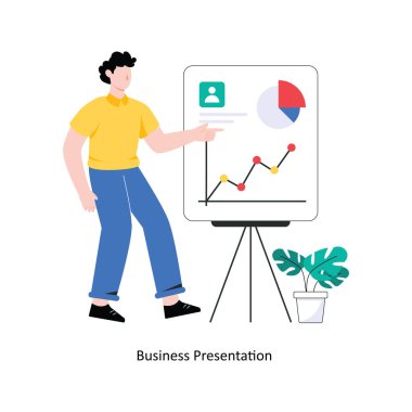 Business Presentation düz stil tasarım vektör çizimi. hisse illüstrasyonu