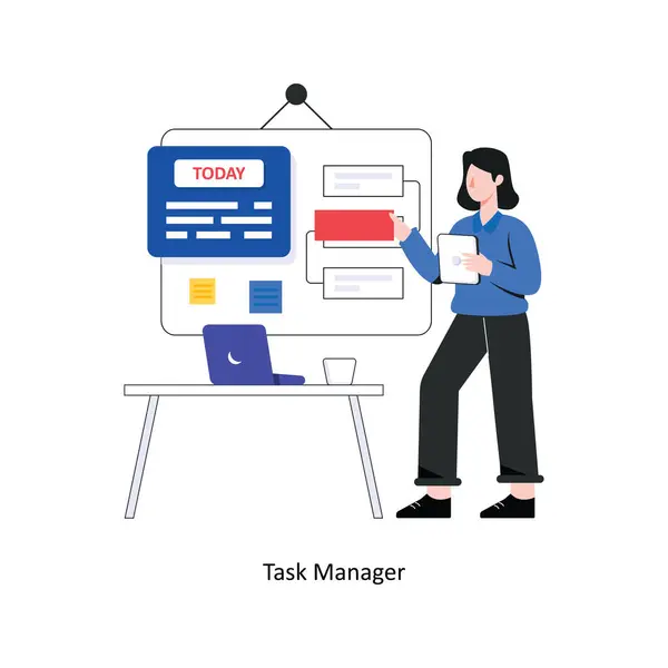 Task Manager Επίπεδη Στυλ Σχεδιασμού Διανυσματική Απεικόνιση Απεικόνιση Αποθέματος — Διανυσματικό Αρχείο