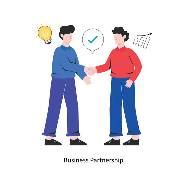 Business Partnership Ilustración Vectorial Diseño Estilo Plano Ilustración Stock — Archivo Imágenes Vectoriales