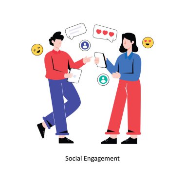 Sosyal İlişkiler düz stil tasarım vektör çizimi. hisse illüstrasyonu