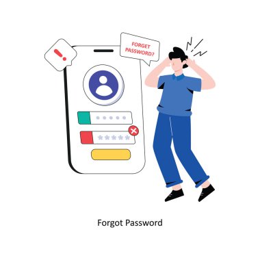 Parola yassı tasarım vektör illüstrasyonunu unuttum. hisse illüstrasyonu