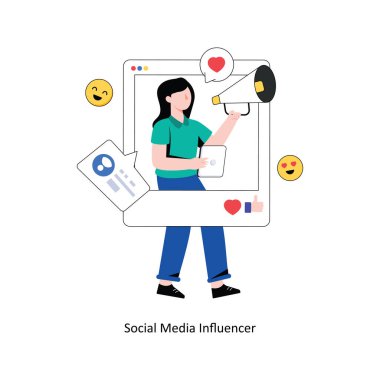 Sosyal Medya Etkisi düz stil tasarım vektör çizimi. hisse illüstrasyonu