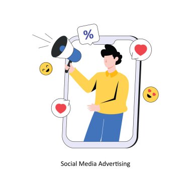 Düz stil tasarım vektör illüstrasyonu sosyal medya reklamları. hisse illüstrasyonu