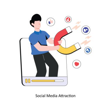 Sosyal Medya Cazibesi düz stil tasarım vektör çizimi. hisse illüstrasyonu