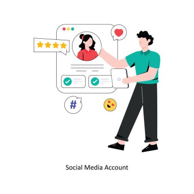 Sosyal medya hesabı düz stil tasarım vektör çizimi. hisse illüstrasyonu