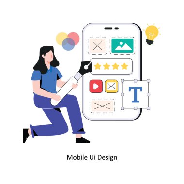 Mobil UI tasarımı Düz Tasarım Vektörü illüstrasyonu. Stok illüstrasyonu