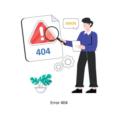 Hata 404 düz stil tasarım vektör çizimi. hisse illüstrasyonu