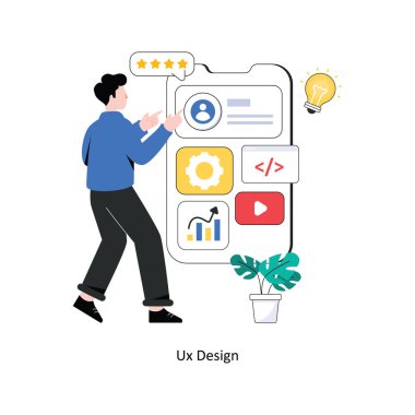 UX tasarımı Düz Tasarım Vektörü illüstrasyonu. Stok illüstrasyonu