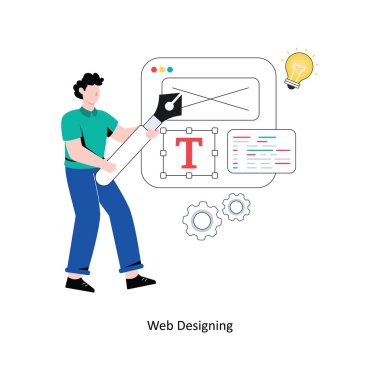 Web Tasarım Düz Tasarım Tasarım Vektörü illüstrasyonu. Stok illüstrasyonu