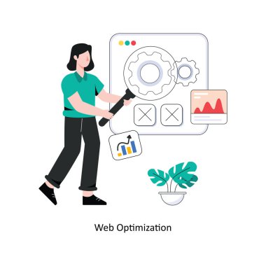 Web Optimizasyon Düz Biçim Tasarım Vektörü illüstrasyonu. Stok illüstrasyonu